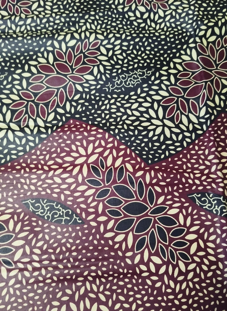 Kitenge Červené lístky (cena za kus 350x115 cm)