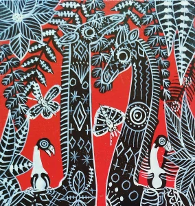 Vzory savany na červené 16x31