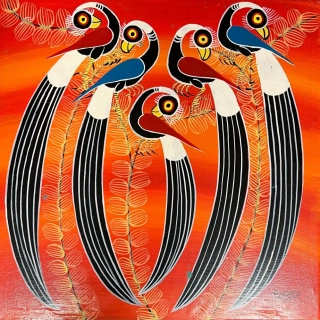Ptáci na oranžové 45x45 